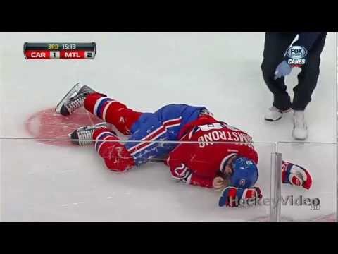 Colby Armstong collision with  Patrick Dwyer . Apr 1, 2013