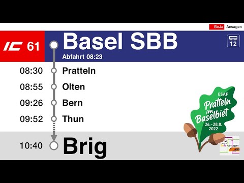 SBB Ansagen / Begrüssung | ESAF IC61 (IC 6) Basel SBB - Brig | BoJa Ansagen