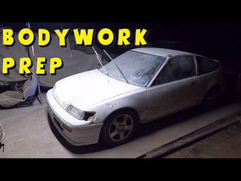JUNKYARD RESCUED CRX 5:  CAR IS SANDED DOWN !!
