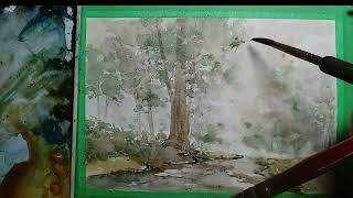 Misty Forest Watercolor Painting 🌫️🌲 | Step by Step Tutorial for Beginners