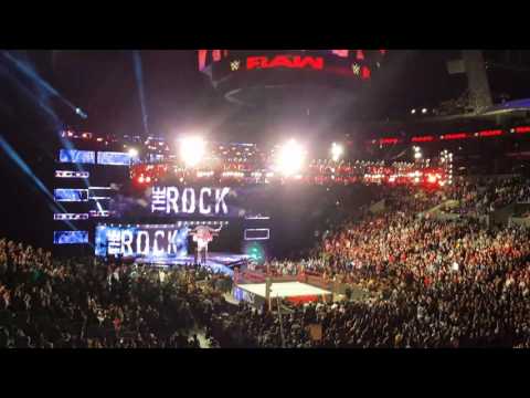 The Rock performs catchphrases before WWE Raw in Los Angeles - Vince McMahon interrupts (IN PERSON)