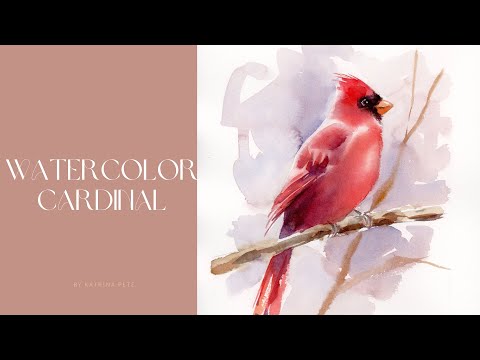 Winter Cardinal Watercolor Tutorial by Katrina Pete
