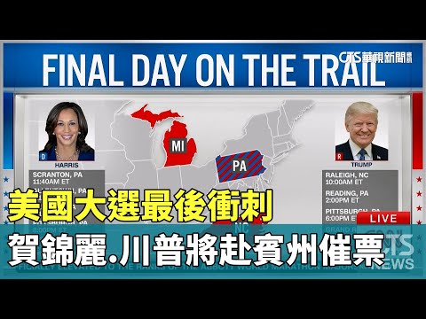 美國大選最後衝刺　賀錦麗.川普將赴賓州催票