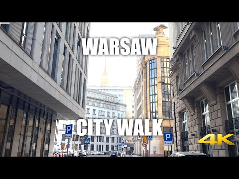 Modern Warsaw Poland Walking City Tour (HDR 4K 60FPS) Nice Virtual Tour