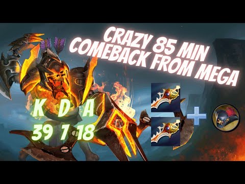 Clinkz- Carry Perspective | 85 min comeback from Mega | 2x Rapier | 39 Kills | Crazy Hitter | Dota 2