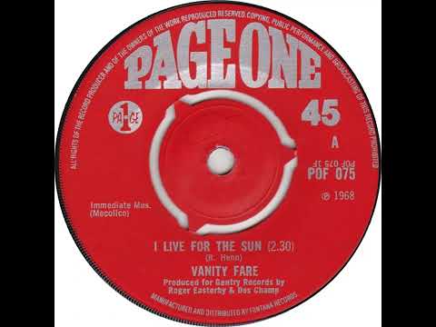 UK New Entry 1968 (190) Vanity Fare - I Live For The Sun