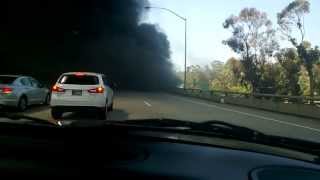 Driving through smoke from an overturned tanker on 5 Freeway