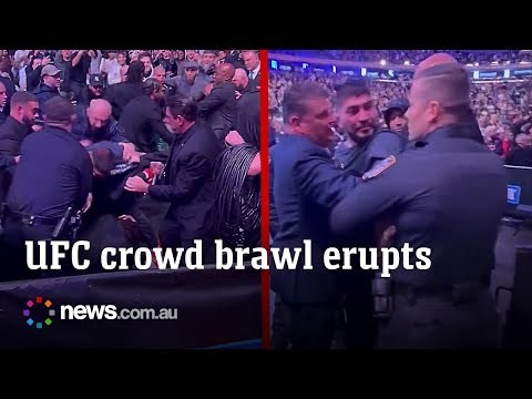 Massive crowd brawl erupts at UFC 322