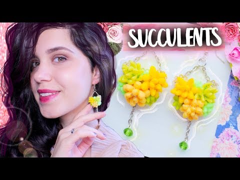 EASY EARRINGS with SUCCUTENTS ● Polymer Clay