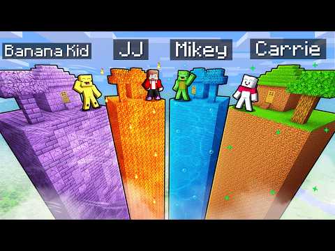 JJ and Mikey: ELEMENTAL CHUNK BATTLE in Minecraft!