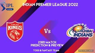 IPL 2022, Mumbai Indians vs Punjab Kings, 23rd Match Prediction & Toss Updates