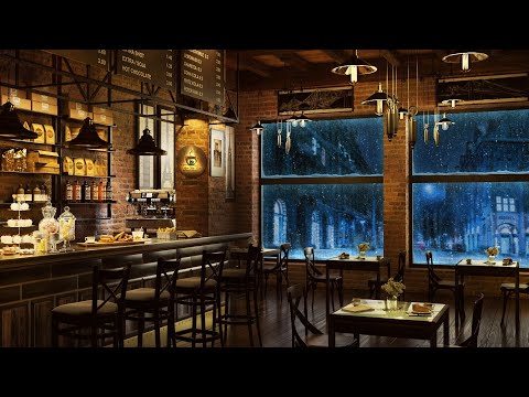 Relaxing Ballad Jazz Music on a Cozy Snowy Evening in Coffee Shop Ambience