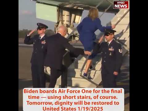 Biden exits Air Force One short stairs for the final time; Q: concerns Hamas regrouping?