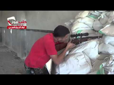 استهداف قوات النظام من قبل قناص لواء الربيع العربي في معمل الغاز في الخالدية في محافظة حلب