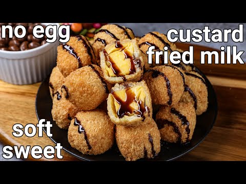 custard fried milk recipe - melts in your mouth | milk fried dessert recipe | crispy deep fried milk