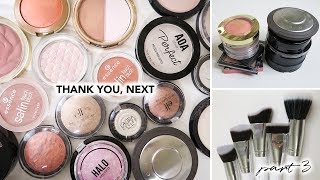 2019 DECLUTTER: Highlighters, Blush, Powders, Brushes + Swatches (Part 3)