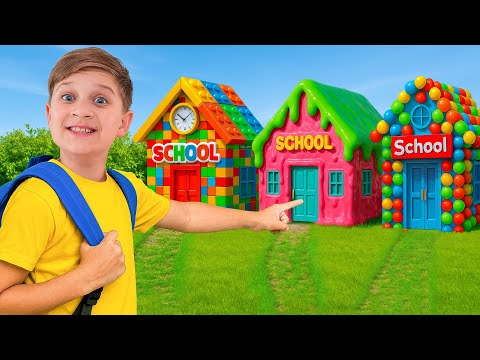 Back to School in 3 CRAZY Schools! Slime vs LEGO vs Balls