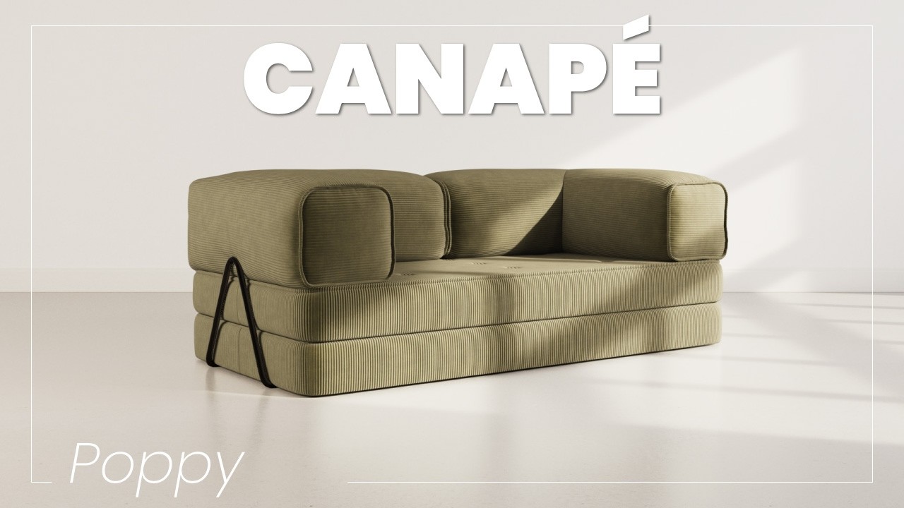 Thumbnail video of the produit Poppy - canapé 3 places convertible en velours côtelé