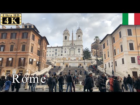🇮🇹Trinità dei Monti through Condotti Street - Rome Winter Walk - 【4K 60fps】