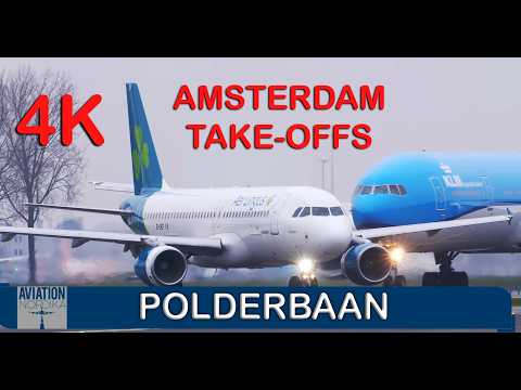 90 MIN Heavy Takeoffs at Amsterdam Schiphol (Polderbaan 36L) ✈️ 4K Plane Spotting Action! - 4K