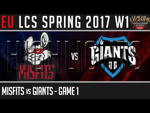 Misfits vs Giants Highlights Game 1, EU LCS Spring 2017 Week 1 Day 2, MSF vs GIA G1