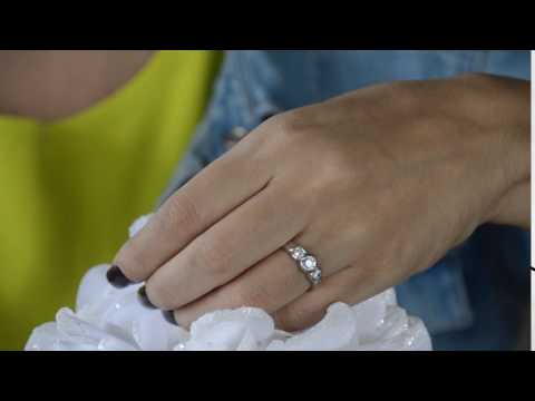 0.5 Carat Three Stone Bypass Bezel Set Wedding Band - TwoBirch  TB-WR-0034-WG-H