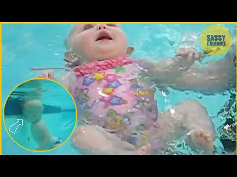 Baby Swims Across The Pool | SASSY MEDIA