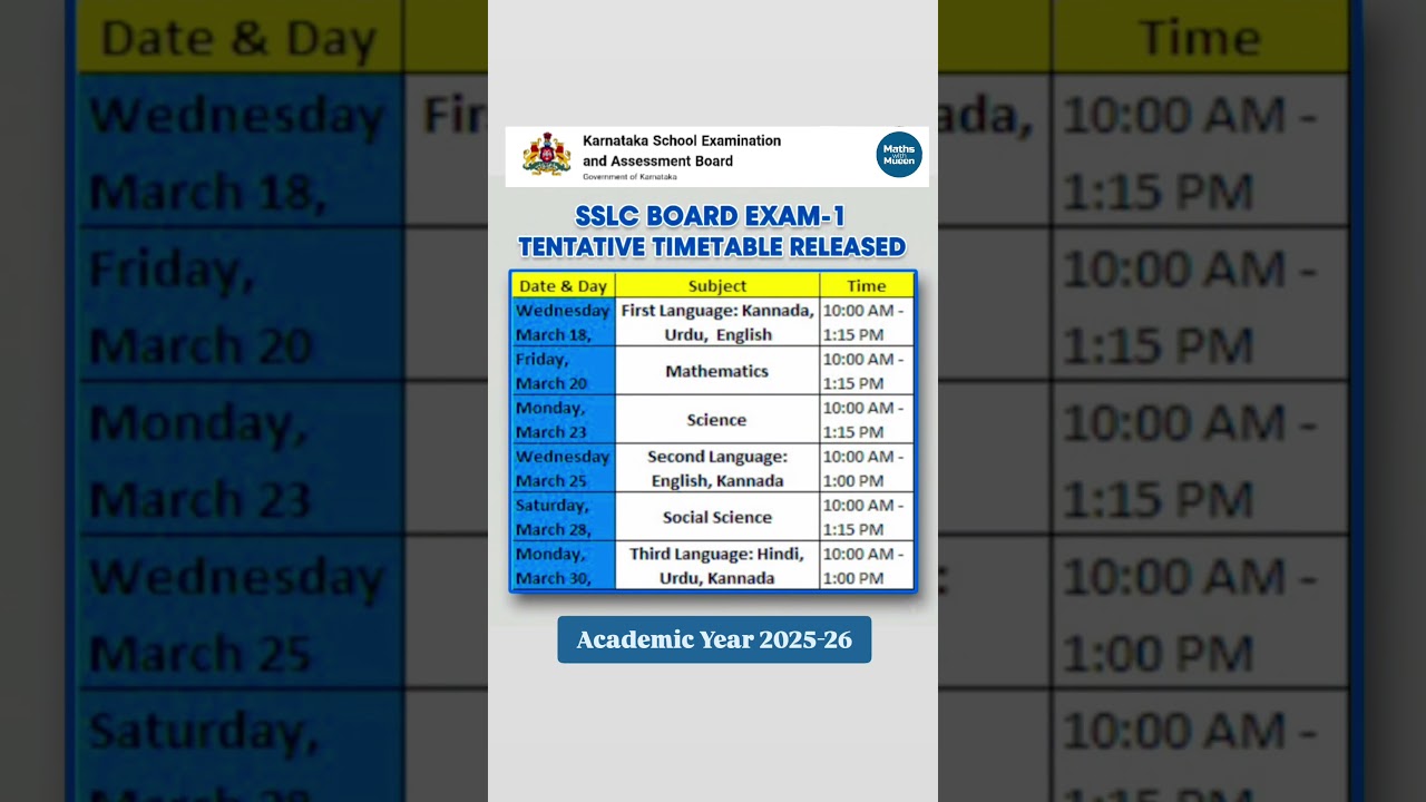 SSLC Exam 2026 Tentative timetable released #examtimetable #sslcexams #mathswithmueen