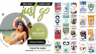 50+ Travel Social Media Post And Stories Photoshop Tutorial