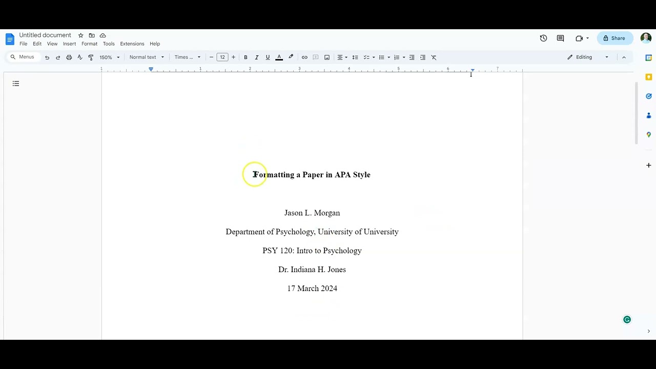 Formatting a 7th Edition APA Paper using Google Docs