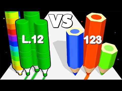 CRAYON RUSH 3D /vs COLOR PENCIL RUN ∞ ASMR Gameplay Android iOS • Satisfying Mobile Games
