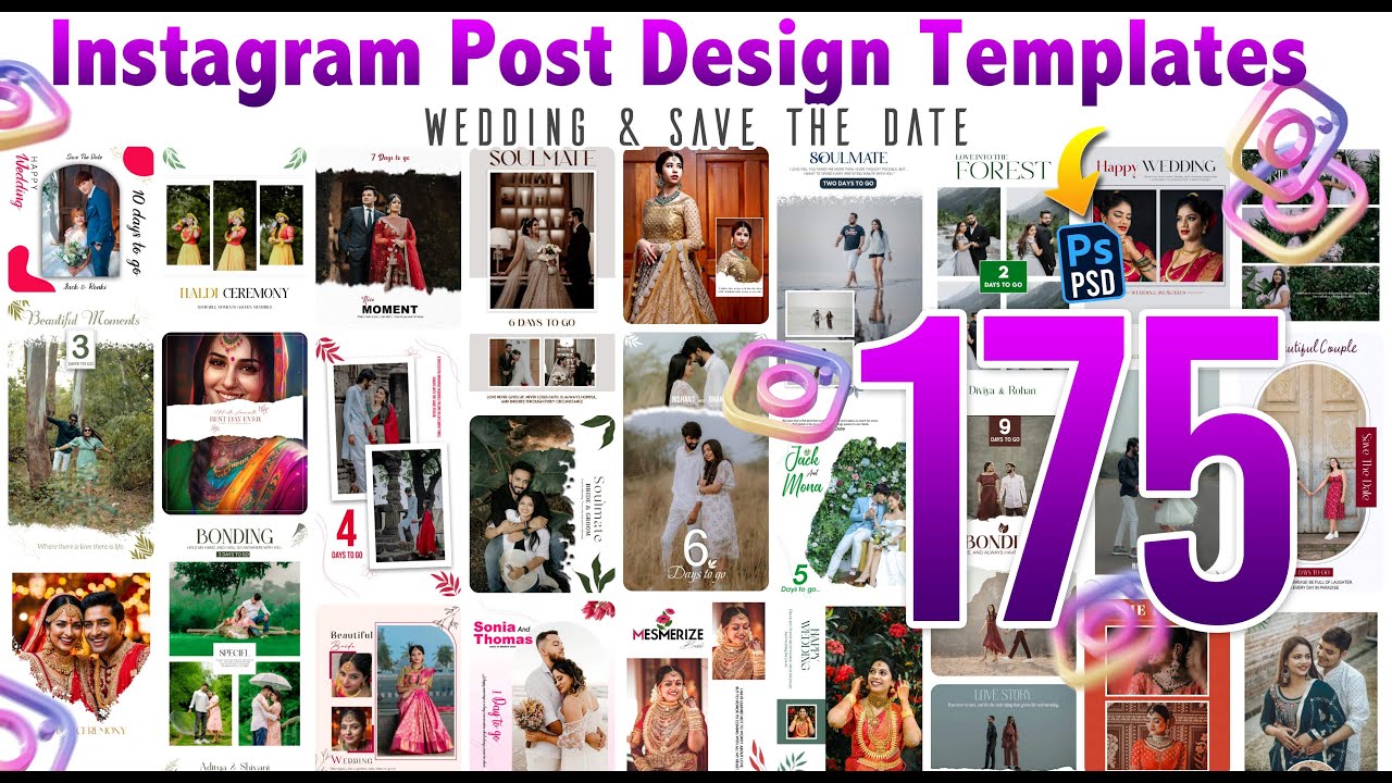 175 Premium Wedding & Save The Date Instagram Post PSD Pack | 2026 Mega Collection