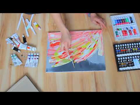 abstract painting using palette knife  - rework-