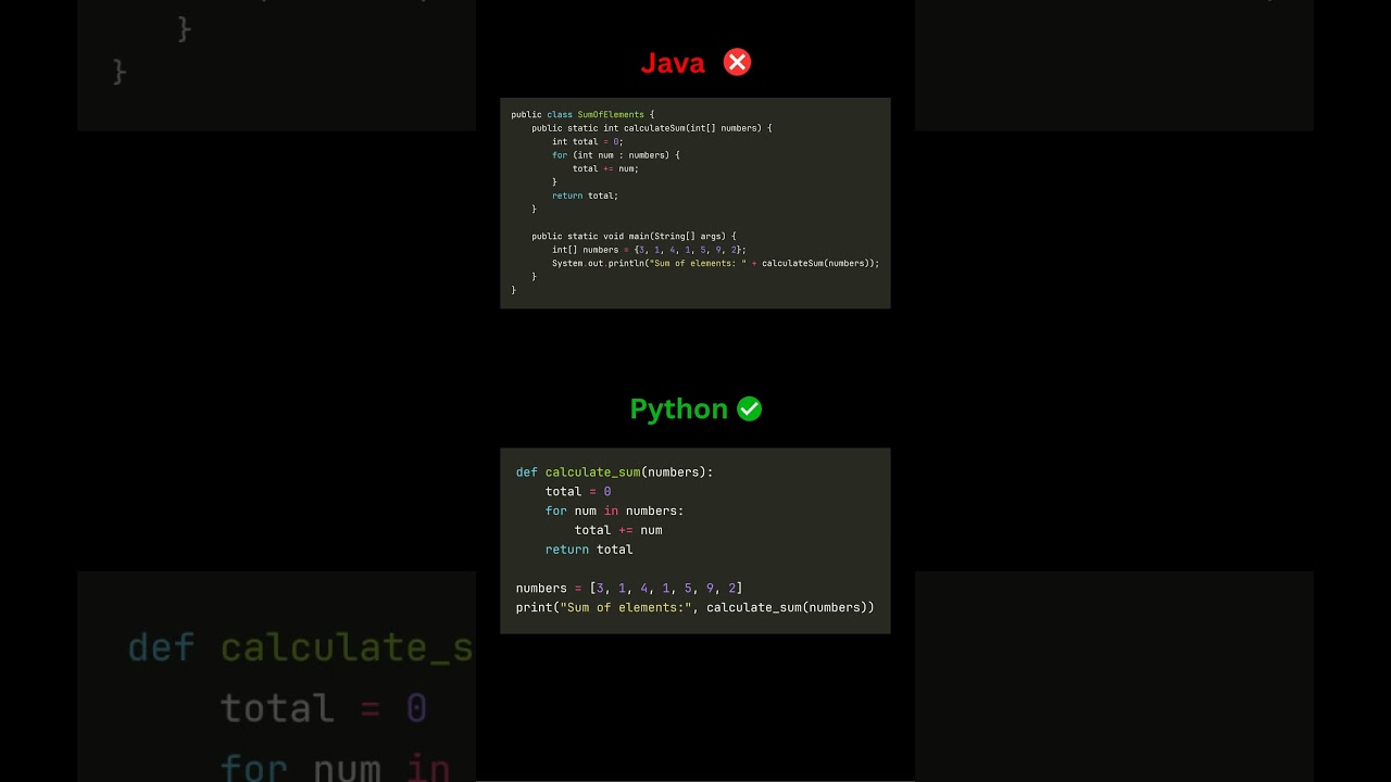 Java vs Python: Sum of Elements #SmallAlgorithmComparison