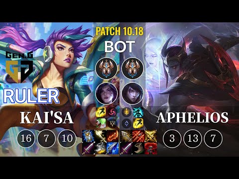 GEN Ruler Kai'Sa vs Aphelios Bot - KR Patch 10.18