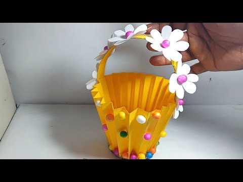 DIY PAPER BASKET/ Paper Craft/ Paper Basket MakingTutorial / How To Make Paper Flower Basket easy ?