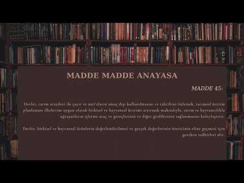 #45 Anayasa Madde 45 - Tarım, hayvancılık ve bu üretim dallarında çalışanların korunması