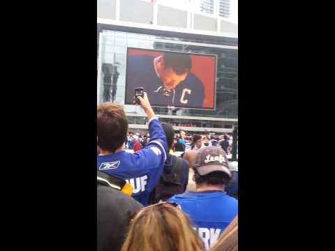 Maple Leaf Square singing Oh Canada. Game 4