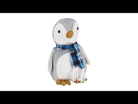 Türstopper Pinguin Grau - Weiß - Naturfaser - Textil - 16 x 26 x 17 cm