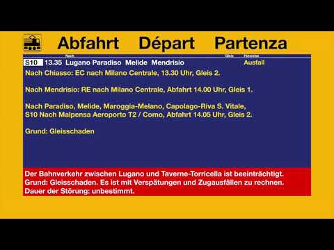 annuncio FFS / SBB Ansage - Ausfall der S10 nach Chiasso (I+D)