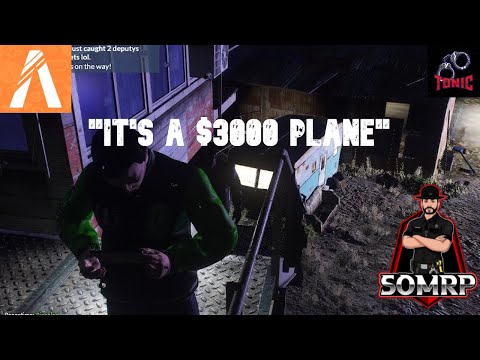Gta V Fivem Roleplay (SOMRP Server). Trespasser attempts to fly remote controlled plane in the rain.
