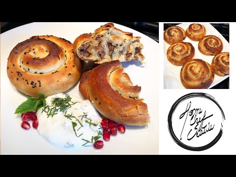 Delicioso Börek de cordeiro com massa folhada caseira escamosa