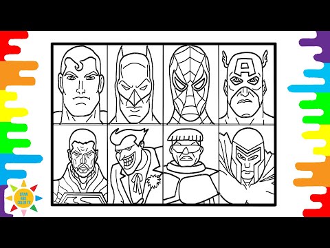 Superhero Heads Coloring | Avengers Coloring Page | Justice League Coloring | Janji - Heroes Tonight