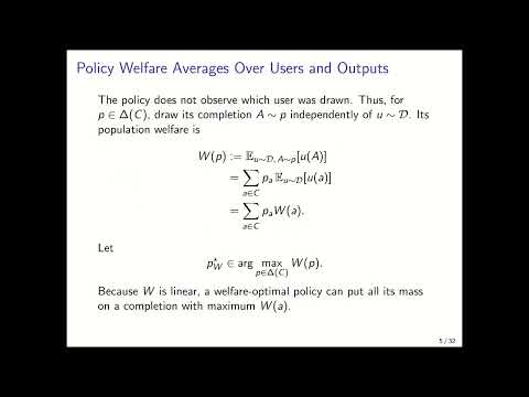 Mathematical Foundations of AI Alignment, Lecture 6 (Welfare Distortion)