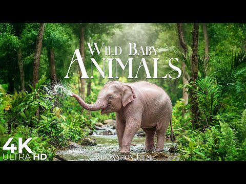 Wild Baby Animals 4K • Beautiful Wildlife Relaxation Film with Deep Relaxing Music | 4K Ultra HD