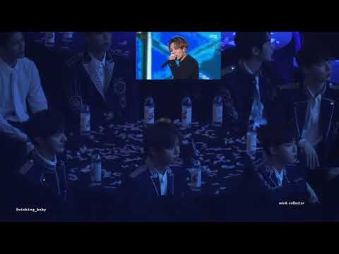 180214 - Wanna One [워너원] reacting to Seventeen's [세븐틴] performance in Gaon Chart Music Awards