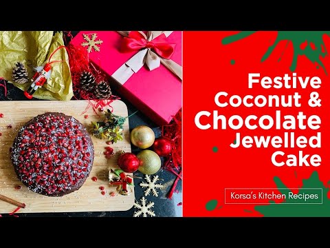 Festive Style Coconut and Chocolate Jewelled Cake
