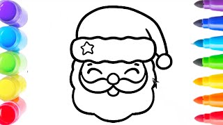 How to Draw a Cute Santa Claus, Easy Drawing and Coloring for Kids and Toddlers