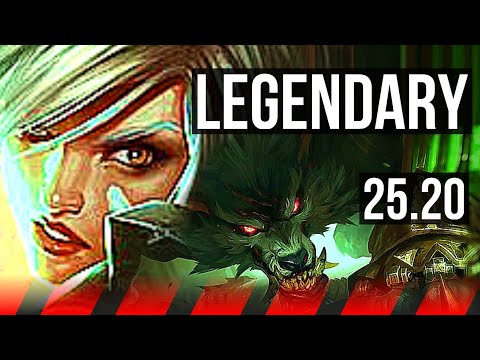 RIVEN vs WARWICK (TOP) | Legendary, 66k DMG, 500+ games | NA Grandmaster | 25.20