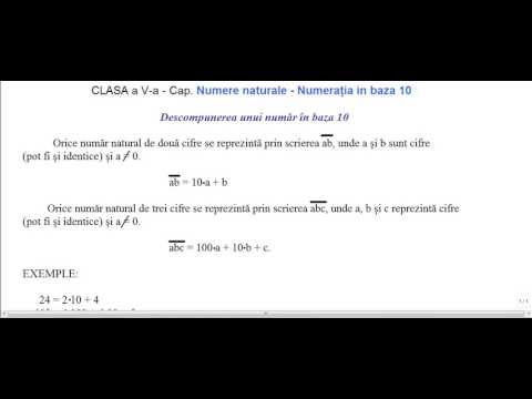 CLASA a V-a - Cap.  Numere naturale - Numerația in baza 10 - TEORIE